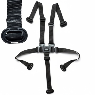 Szelki do wózka JUNAMA V2 czarne | przelotka owal wciskana